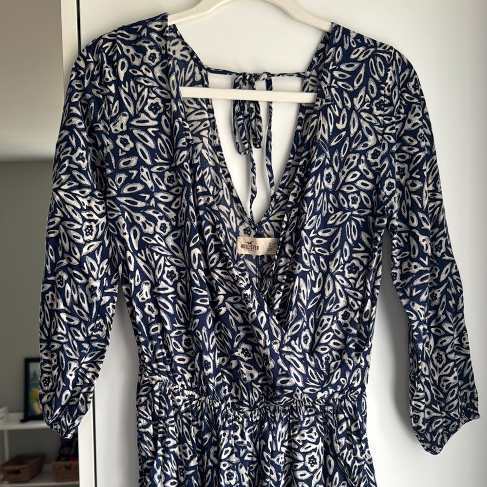 Hollister Blue and White Jumpsuit